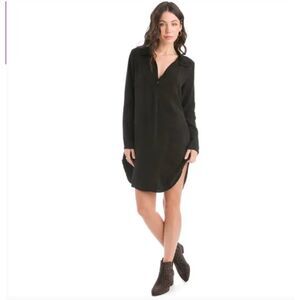 NWT Hard Tail Long Sleeve‎ Tunic Shirt Dress Black Classic Cupro Size XS